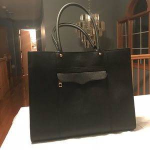 Rebecca Minkoff Black Saffiano Large MAV Tote Bag
